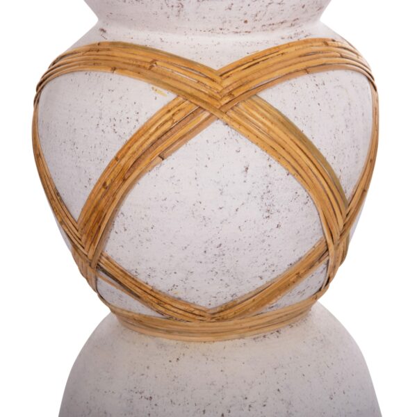 ΔΙΑΚΟΣΜΗΤΙΚΟ ΒΑΖΟ ΔΑΠΕΔΟΥ MAYNARD HM4672.02L TERRACOTTA ΛΕΥΚΟ--RATTAN Φ32x62.5Υεκ. - Image 5