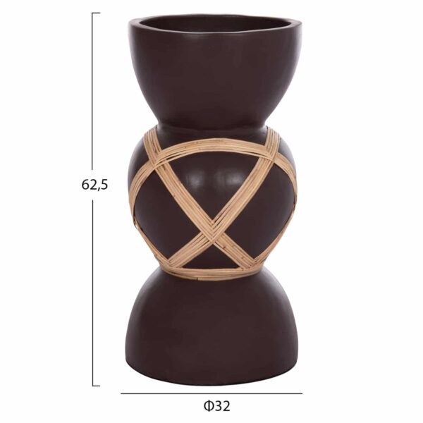 ΔΙΑΚΟΣΜΗΤΙΚΟ ΒΑΖΟ ΔΑΠΕΔΟΥ MAYNARD HM4672.07L TERRACOTTA ΣΟΚΟΛΑΤΙ-RATTAN Φ32x62.5Υεκ - Image 2