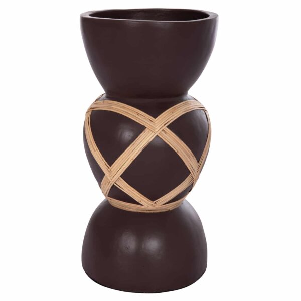 ΔΙΑΚΟΣΜΗΤΙΚΟ ΒΑΖΟ ΔΑΠΕΔΟΥ MAYNARD HM4672.07L TERRACOTTA ΣΟΚΟΛΑΤΙ-RATTAN Φ32x62.5Υεκ - Image 3