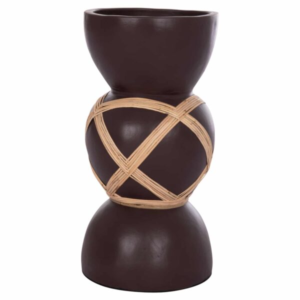 ΔΙΑΚΟΣΜΗΤΙΚΟ ΒΑΖΟ ΔΑΠΕΔΟΥ MAYNARD HM4672.07L TERRACOTTA ΣΟΚΟΛΑΤΙ-RATTAN Φ32x62.5Υεκ - Image 4