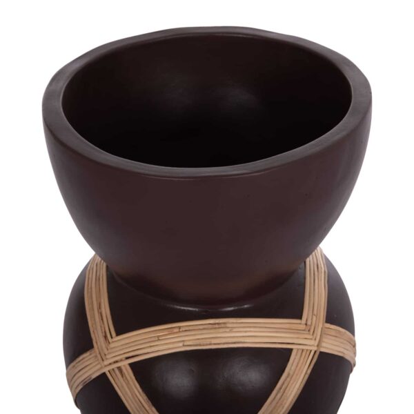 ΔΙΑΚΟΣΜΗΤΙΚΟ ΒΑΖΟ ΔΑΠΕΔΟΥ MAYNARD HM4672.07L TERRACOTTA ΣΟΚΟΛΑΤΙ-RATTAN Φ32x62.5Υεκ - Image 5