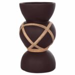 ΔΙΑΚΟΣΜΗΤΙΚΟ ΒΑΖΟ ΔΑΠΕΔΟΥ MAYNARD HM4672.07S TERRACOTTA ΣΟΚΟΛΑΤΙ-RATTAN Φ27.5x50Υεκ - Image 4
