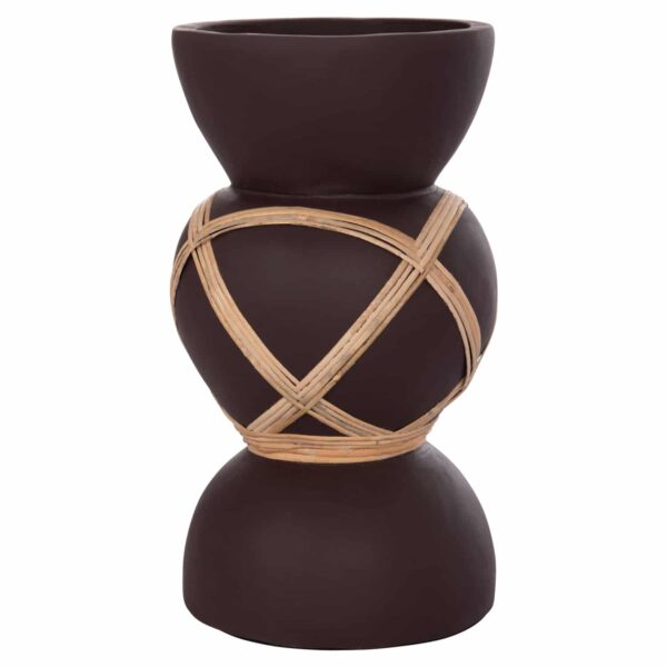 ΔΙΑΚΟΣΜΗΤΙΚΟ ΒΑΖΟ ΔΑΠΕΔΟΥ MAYNARD HM4672.07S TERRACOTTA ΣΟΚΟΛΑΤΙ-RATTAN Φ27.5x50Υεκ - Image 4