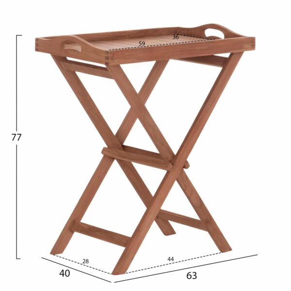 ΔΙΣΚΟΣ ΣΕΡΒΙΡΙΣΜΑΤΟΣ ΣΕ ΠΤΥΣΣΟΜΕΝΗ ΒΑΣΗ BARNABY HM4580 ΞΥΛΟ TEAK--ΦΥΣΙΚΟ 63x40x77Υεκ - Image 2
