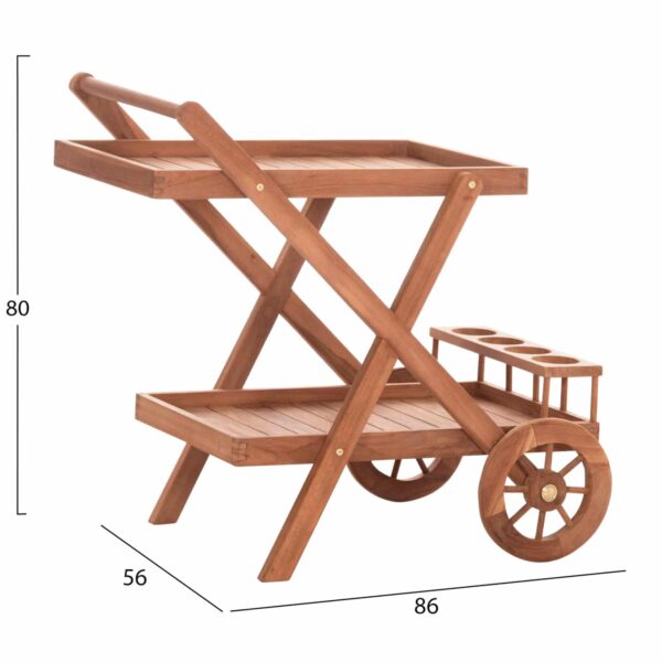 ΔΙΣΚΟΣ ΣΕΡΒΙΡΙΣΜΑΤΟΣ ΣΕ ΤΡΟΛΕΥ ALFRED HM4579 ΞΥΛΟ TEAK--ΦΥΣΙΚΟ 86x56x80Υεκ. - Image 2
