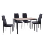 JETTA-GABO Τραπεζαρία Κουζίνας Μέταλλο Βαφή Μαύρο, Τραπέζι Sonoma + 4 Καρέκλες Pvc Μαύρο Table:120x70x75 Chair:40x50x95 - Image 2