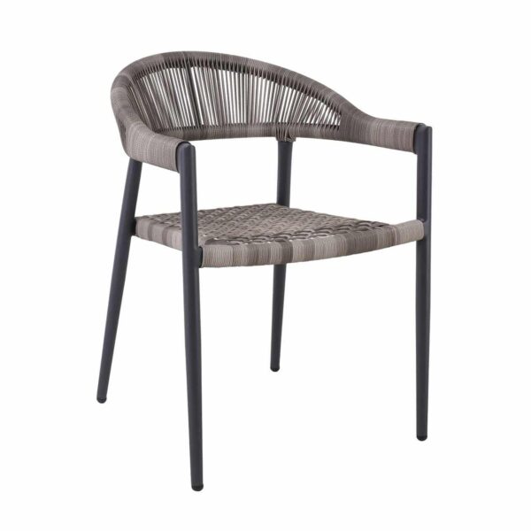 MADISON Πολυθρόνα Βεράντας- Κήπου, ALU Ανθρακί, Rope Wicker Γκρι, Στοιβαζόμενη 58x56x78cm - Image 2