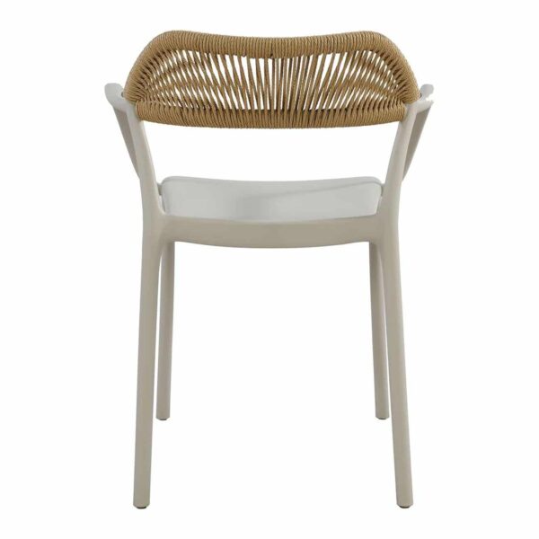 DOLLI Πολυθρόνα Στοιβαζόμενη, PP-UV Γκρι, Rope Wicker Φυσικό 56x52x78cm - Image 4