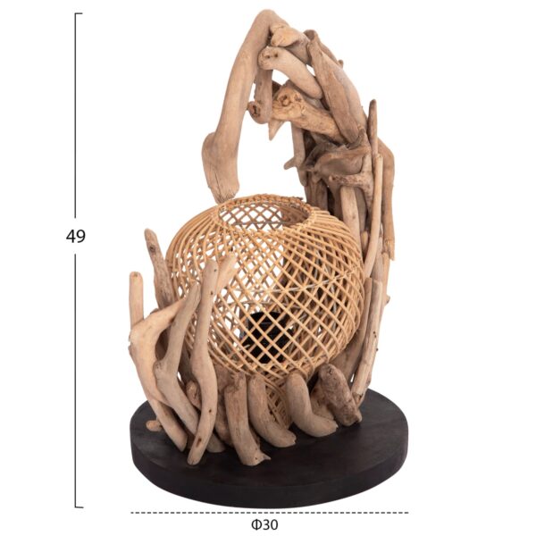 ΕΠΙΤΡΑΠΕΖΙΟ ΔΙΑΚΟΣΜΗΤΙΚΟ ΦΩΤΙΣΤΙΚΟ ASHIN HM4438 DRIFTWOOD--RATTAN 30x30x49Υεκ. - Image 2