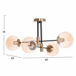 ΦΩΤΙΣΤΙΚΟ ΟΡΟΦΗΣ DREMP HM7409.11 ΤΕΤΡΑΦΩΤΟ ΜΑΥΡΟ-ΧΡΥΣΟ 68x68x36Υεκ. - Image 2