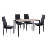 JETTA-GABO Τραπεζαρία Κουζίνας Μέταλλο Βαφή Μαύρο, Τραπέζι Sonoma + 4 Καρέκλες Pvc Μαύρο Table:120x70x75 Chair:40x50x95