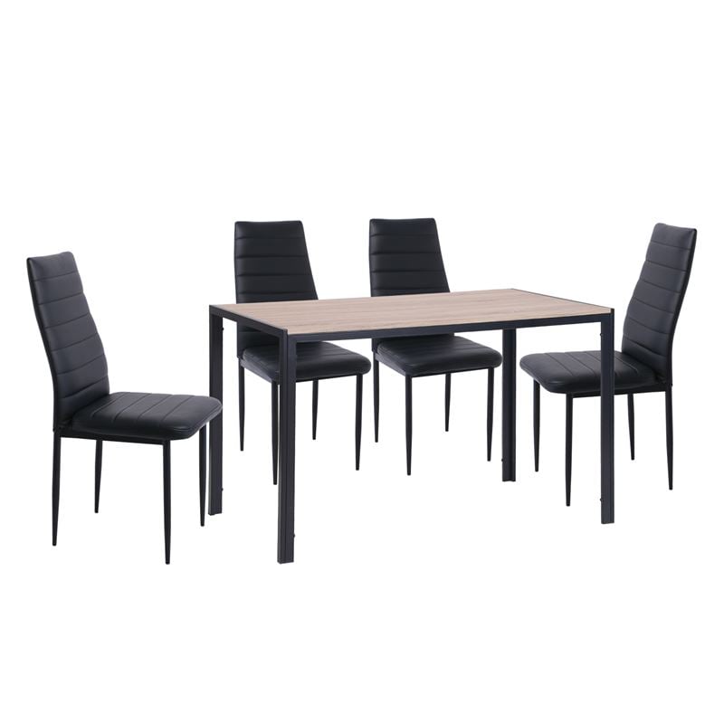 gabo-jetta-trapezaria-kouzinas-metallo-vafi-mavro-trapezi-sonoma-4-karekles-pvc-mavro-enlarge JETTA-GABO Τραπεζαρία Κουζίνας Μέταλλο Βαφή Μαύρο, Τραπέζι Sonoma + 4 Καρέκλες Pvc Μαύρο Table:120x70x75 Chair:40x50x95 - Image 1