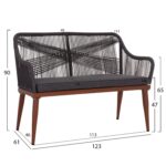 ΚΑΝΑΠΕΣ 2ΘΕΣΙΟΣ MYRTIA HM5550.11 AΛΟΥΜΙΝΙΟ ΚΑΦΕ--ΑΝΘΡΑΚΙ P.E. ΣΧΟΙΝΙ 123x61x90Υεκ - Image 2