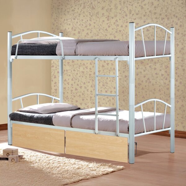 ΚΟΥΚΕΤΑ FLOOR HM21123.01 ΜΕΤΑΛΛΙΚΗ ΛΕΥΚΗ ΜΕ 2 ΕΠΙΔΑΠΕΔΙΑ ΣΥΡΤΑΡΙΑ SONAMA 200x91,5x177,5Yεκ - Image 2