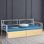 ΚΡΕΒΑΤΙ-ΚΑΝΑΠΕΣ BERNIE HM21121.02 ΛΕΥΚΟ ΜΕΤΑΛΛΟ & 2 SONAMA ΣΥΡΤΑΡΙΑ- ΓΙΑ 190x90εκ. - Image 2