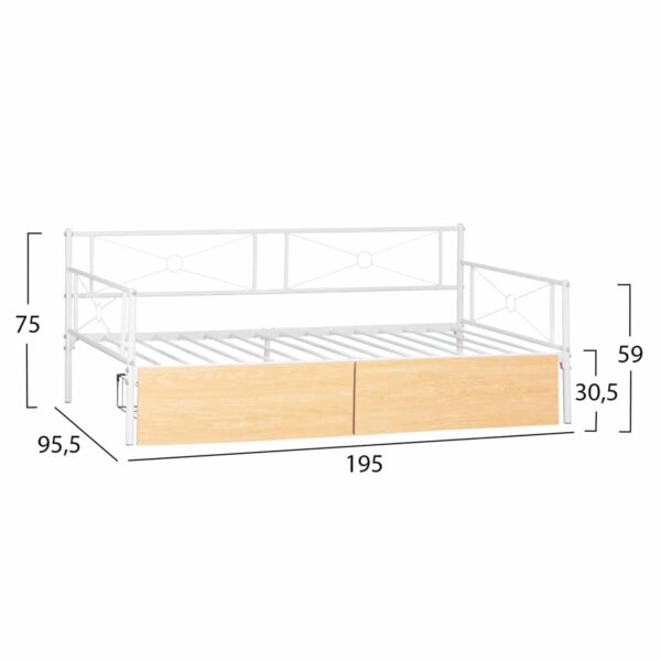 ΚΡΕΒΑΤΙ-ΚΑΝΑΠΕΣ BERNIE HM21121.02 ΛΕΥΚΟ ΜΕΤΑΛΛΟ & 2 SONAMA ΣΥΡΤΑΡΙΑ- ΓΙΑ 190x90εκ. - Image 3