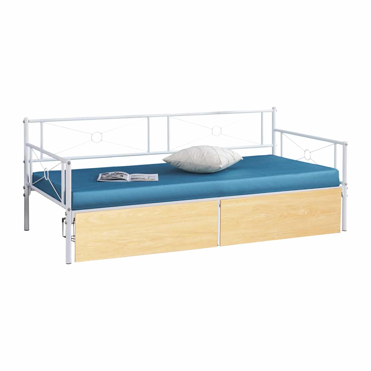HM21121.02 ΚΡΕΒΑΤΙ-ΚΑΝΑΠΕΣ BERNIE HM21121.02 ΛΕΥΚΟ ΜΕΤΑΛΛΟ & 2 SONAMA ΣΥΡΤΑΡΙΑ- ΓΙΑ 190x90εκ. - Image 1