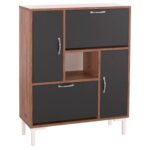 ΠΑΠΟΥΤΣΟΘΗΚΗ MEDY HM18187.02 ΜΕΛΑΜΙΝΗ ΣΕ ΦΥΣΙΚΟ & ΑΝΘΡΑΚΙ-ΜΑΥΡΑ ΠΟΔΙΑ 85x30x108.5Υεκ