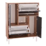 ΠΑΠΟΥΤΣΟΘΗΚΗ MEDY HM18187.02 ΜΕΛΑΜΙΝΗ ΣΕ ΦΥΣΙΚΟ & ΑΝΘΡΑΚΙ-ΜΑΥΡΑ ΠΟΔΙΑ 85x30x108.5Υεκ - Image 3