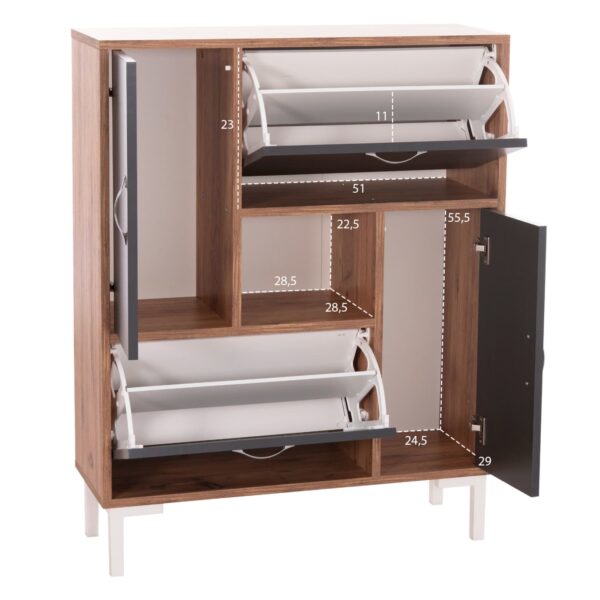 ΠΑΠΟΥΤΣΟΘΗΚΗ MEDY HM18187.02 ΜΕΛΑΜΙΝΗ ΣΕ ΦΥΣΙΚΟ & ΑΝΘΡΑΚΙ-ΜΑΥΡΑ ΠΟΔΙΑ 85x30x108.5Υεκ - Image 3