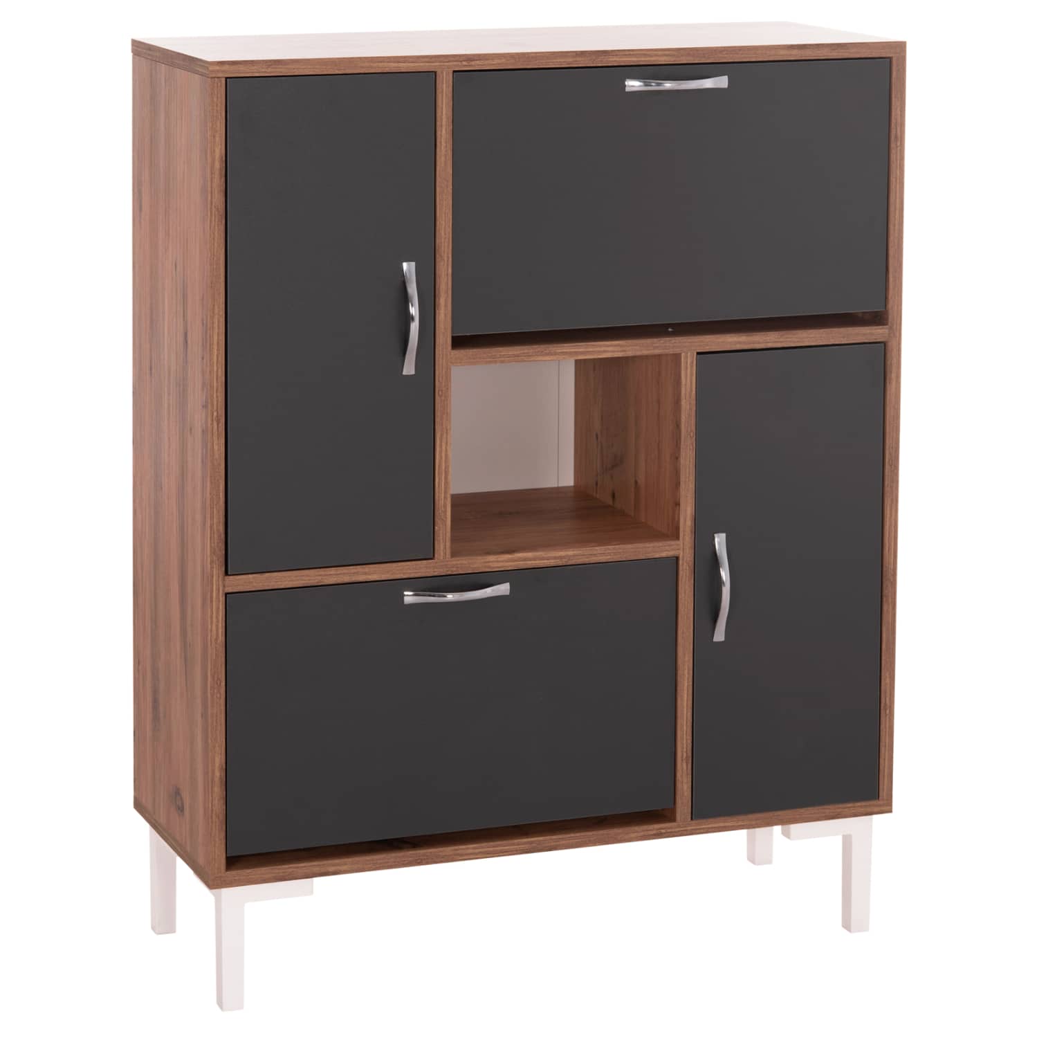 HM18187.02 ΠΑΠΟΥΤΣΟΘΗΚΗ MEDY HM18187.02 ΜΕΛΑΜΙΝΗ ΣΕ ΦΥΣΙΚΟ & ΑΝΘΡΑΚΙ-ΜΑΥΡΑ ΠΟΔΙΑ 85x30x108.5Υεκ - Image 1