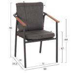 ΠΟΛΥΘΡΟΝΑ ΑΛΟΥΜΙΝΙΟΥ SENTI HM6204.01 ΣΚΕΛΕΤΟΣ & OLEFIN ΣΚΟΥΡΟ ΓΚΡΙ 60x55.5x90Υεκ - Image 2