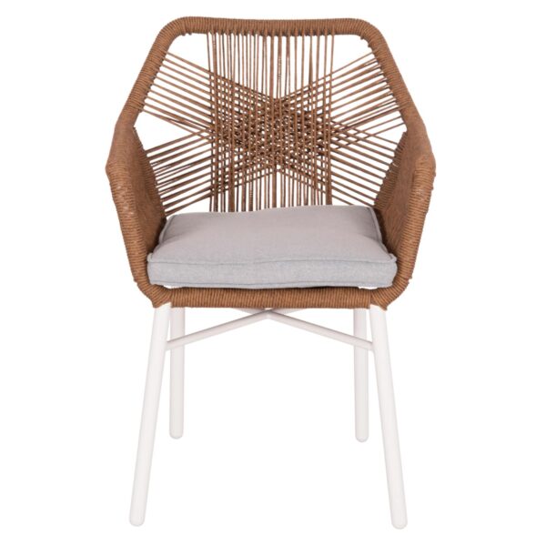ΠΟΛΥΘΡΟΝΑ TOPIN HM6048.11 ΑΛΟΥΜΙΝΙΟ ΛΕΥΚΟ-P.E. RATTAN ΜΠΕΖ 59x63x81Υεκ - Image 3
