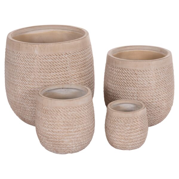 ΣΕΤ 4ΤΜΧ ΓΛΑΣΤΡΕΣ ΣΤΡΟΓΓΥΛΕΣ GARDENER HM4722 FIBERCLAY--IVORY CEMENT Φ54x54Υεκ - Image 2