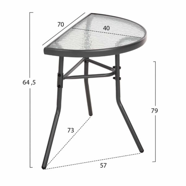 ΣΕΤ ΕΞΩΤ.ΧΩΡΟΥ 3ΤΜΧ LAURA HM21112 ΤΡΑΠΕΖΙ ΗΜΙΚΥΚΛΙΚΟ & 2 ΠΟΛΥΘΡΟΝΕΣ- ΓΚΡΙ - Image 2