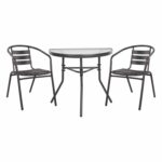 ΣΕΤ ΕΞΩΤ.ΧΩΡΟΥ 3ΤΜΧ LAURA HM21112 ΤΡΑΠΕΖΙ ΗΜΙΚΥΚΛΙΚΟ & 2 ΠΟΛΥΘΡΟΝΕΣ- ΓΚΡΙ