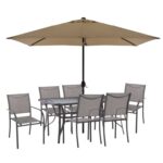 ΣΕΤ ΕΞΩΤ.ΧΩΡΟΥ 8ΤΜΧ BRUNO HM21109 ΤΡΑΠΕΖΙ & ΟΜΠΡΕΛΑ & 6 ΠΟΛΥΘΡΟΝΕΣ- ΓΚΡΙ