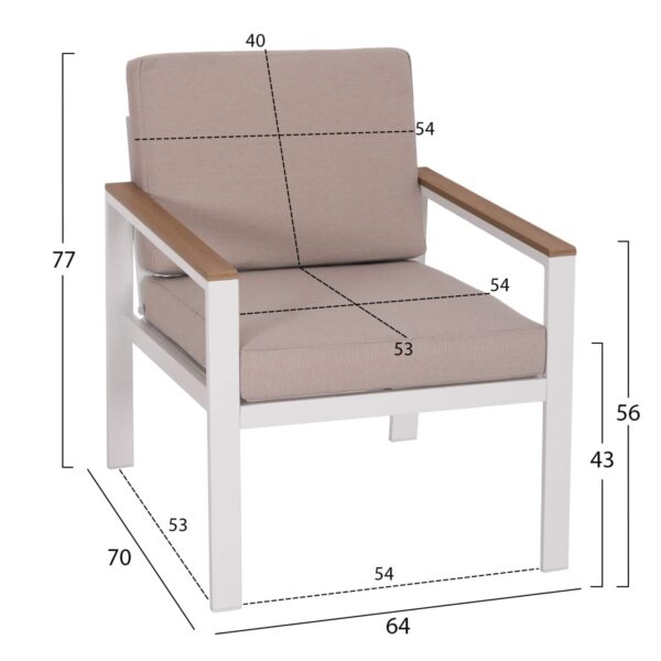 ΣΕΤ ΣΑΛΟΝΙ ΕΞ.ΧΩΡΟΥ 4ΤΜΧ SAFIN HM6278.01 ΑΛΟΥΜΙΝΙΟ ΛΕΥΚΟ--POLYWOOD--ΜΠΕΖ OLEFIN - Image 3