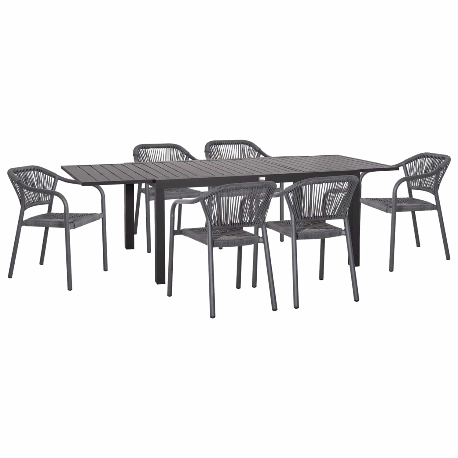 HM21153 ΣΕΤ ΤΡΑΠΕΖΑΡΙΑΣ ΕΞ.ΧΩΡΟΥ 7ΤΜΧ KRUM HM21153 ΣΚΟΥΡΟ ΓΚΡΙ ΑΛΟΥΜΙΝΙΟ-P.E.TWISTED RATTAN - Image 1