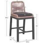 ΣΚΑΜΠΟ ΜΠΑΡ ΜΕΣ.ΥΨΟΥΣ HOWARD HM5791.21 ΑΝΘΡΑΚΙ ΑΛΟΥΜΙΝΙΟ--ΜΠΕΖ ΣΧΟΙΝΙ 47,5x55x94,5Υεκ - Image 2