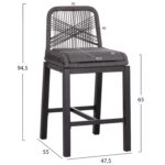 ΣΚΑΜΠΟ ΜΠΑΡ ΜΕΣ.ΥΨΟΥΣ HOWARD HM5791.23 ΜΑΥΡΟ ΑΛΟΥΜΙΝΙΟ--ΓΚΡΙ ΣΧΟΙΝΙ 47,5x55x94,5Υεκ. - Image 2