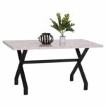 ΤΡΑΠΕΖΙ ΚΟΥΖΙΝΑΣ LANA HM18221.01 ΜΕΛΑΜΙΝΗ ΛΕΥΚΟ ΜΑΡΜΑΡΟ-ΜΑΥΡΑ ΜΕΤΑΛ.ΠΟΔΙΑ 140x70x72Υεκ