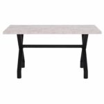 ΤΡΑΠΕΖΙ ΚΟΥΖΙΝΑΣ LANA HM18221.01 ΜΕΛΑΜΙΝΗ ΛΕΥΚΟ ΜΑΡΜΑΡΟ-ΜΑΥΡΑ ΜΕΤΑΛ.ΠΟΔΙΑ 140x70x72Υεκ - Image 3