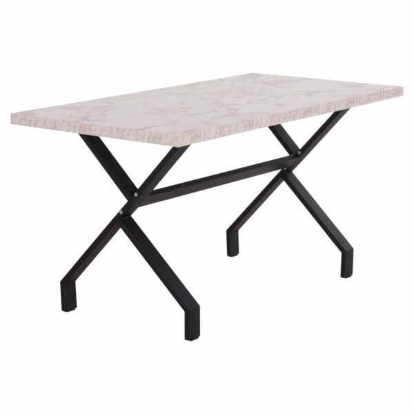 ΤΡΑΠΕΖΙ ΚΟΥΖΙΝΑΣ LANA HM18221.01 ΜΕΛΑΜΙΝΗ ΛΕΥΚΟ ΜΑΡΜΑΡΟ-ΜΑΥΡΑ ΜΕΤΑΛ.ΠΟΔΙΑ 140x70x72Υεκ - Image 4