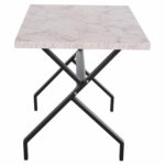 ΤΡΑΠΕΖΙ ΚΟΥΖΙΝΑΣ LANA HM18221.01 ΜΕΛΑΜΙΝΗ ΛΕΥΚΟ ΜΑΡΜΑΡΟ-ΜΑΥΡΑ ΜΕΤΑΛ.ΠΟΔΙΑ 140x70x72Υεκ - Image 5