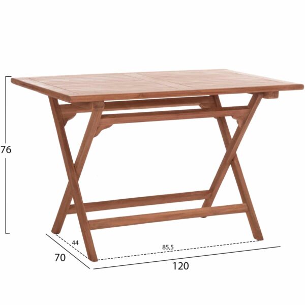 ΤΡΑΠΕΖΙ ΠΤΥΣΣΟΜΕΝΟ ΟΡΘΟΓΩΝΙΟ ERIS HM18117 ΞΥΛΟ TEAK--ΦΥΣΙΚΟ 120x70x76Υεκ. - Image 2