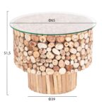 ΤΡΑΠΕΖΙ ΣΑΛΟΝΙΟΥ ΣΤΡΟΓΓΥΛΟ SPARROW HM9963 DRIFTWOOD--ΓΥΑΛΙ Φ65x51,5Υεκ. - Image 2