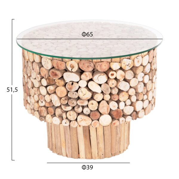 ΤΡΑΠΕΖΙ ΣΑΛΟΝΙΟΥ ΣΤΡΟΓΓΥΛΟ SPARROW HM9963 DRIFTWOOD--ΓΥΑΛΙ Φ65x51,5Υεκ. - Image 2