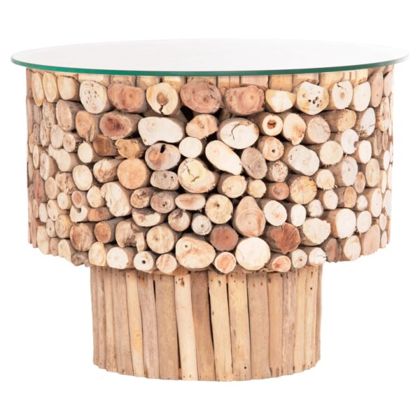 ΤΡΑΠΕΖΙ ΣΑΛΟΝΙΟΥ ΣΤΡΟΓΓΥΛΟ SPARROW HM9963 DRIFTWOOD--ΓΥΑΛΙ Φ65x51,5Υεκ. - Image 3