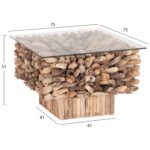 ΤΡΑΠΕΖΙ ΣΑΛΟΝΙΟΥ ΤΕΤΡΑΓΩΝΟ SPARROW HM9961 DRIFTWOOD--ΓΥΑΛΙ 75x75x51Υεκ. - Image 2