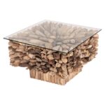 ΤΡΑΠΕΖΙ ΣΑΛΟΝΙΟΥ ΤΕΤΡΑΓΩΝΟ SPARROW HM9961 DRIFTWOOD--ΓΥΑΛΙ 75x75x51Υεκ. - Image 4