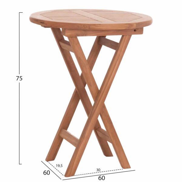 ΤΡΑΠΕΖΙ ΣΚΗΝΟΘΕΤΗ ΣΤΡΟΓΓΥΛΟ ERIS HM18119 ΞΥΛΟ TEAK--ΦΥΣΙΚΟ Φ60x75Υεκ. - Image 2