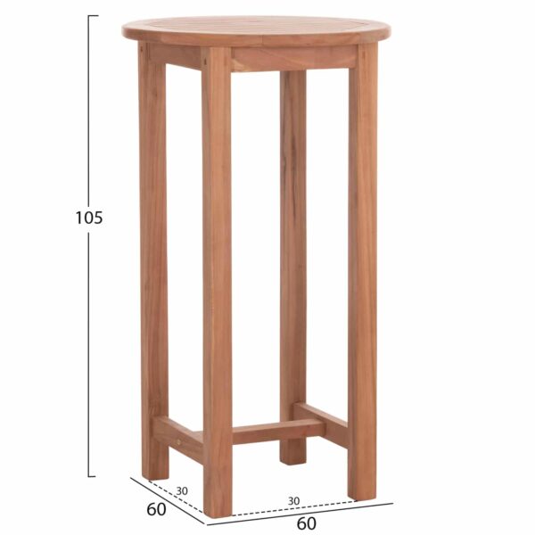 ΤΡΑΠΕΖΙ/ΣΤΑΝΤ ΜΠΑΡ ΣΤΡΟΓΓΥΛΟ PRESSCOT HM18114 ΞΥΛΟ TEAK--ΦΥΣΙΚΟ Φ60x105Υεκ. - Image 2