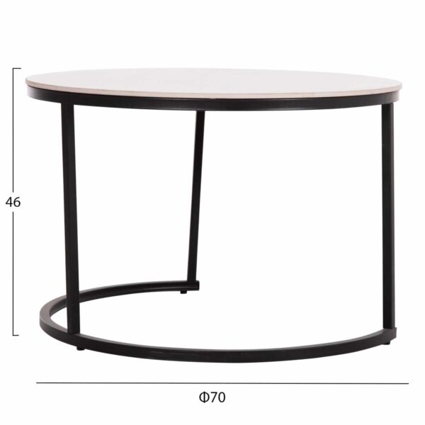 ΤΡΑΠΕΖΙA ΣΑΛΟΝΙΟΥ ΣΕΤ 2ΤΜΧ TALOS ΚΕΡΑΜΙΚΟ TOP ΜΕ ΟΨΗ ΛΕΥΚΟΥ ΜΑΡΜΑΡΟΥ HM18140.01 Φ70+Φ50 - Image 2