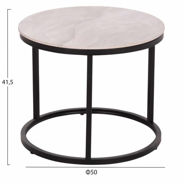 ΤΡΑΠΕΖΙA ΣΑΛΟΝΙΟΥ ΣΕΤ 2ΤΜΧ TALOS ΚΕΡΑΜΙΚΟ TOP ΜΕ ΟΨΗ ΛΕΥΚΟΥ ΜΑΡΜΑΡΟΥ HM18140.01 Φ70+Φ50 - Image 3