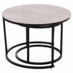 ΤΡΑΠΕΖΙA ΣΑΛΟΝΙΟΥ ΣΕΤ 2ΤΜΧ TALOS ΚΕΡΑΜΙΚΟ TOP ΜΕ ΟΨΗ ΛΕΥΚΟΥ ΜΑΡΜΑΡΟΥ HM18140.01 Φ70+Φ50 - Image 6